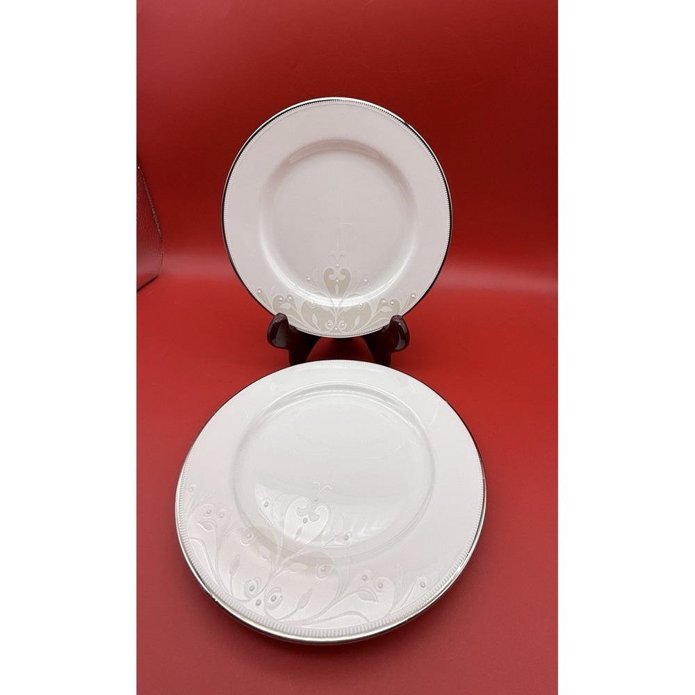 2 Lenox Opal Innocence Scroll Bread & Butter Plates